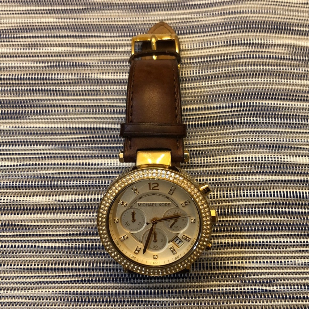 Gold Leather Michael Kors Watch